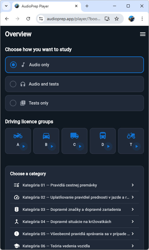 Audiovodičák / AudioPrep
